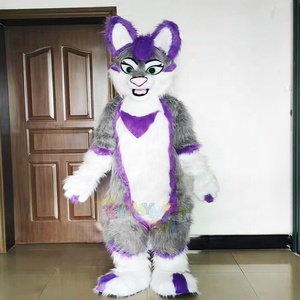 Long Furry Wolf Fursuit <span class=keywords><strong>Costume</strong></span> <span class=keywords><strong>de</strong></span> mascotte <span class=keywords><strong>Costume</strong></span> <span class=keywords><strong>de</strong></span> personnage adulte Costumes d'anime - Product Image 1