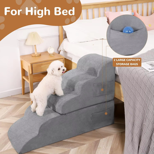 บันไดพับได้สำหรับสัตว์เลี้ยงบันไดสำหรับสุนัขบันไดปีนเขาสุดหรูสำหรับสัตว์เลี้ยงหนังไม้ไผ่สูงอุปกรณ์ให้ของขวัญ - Product Image 2