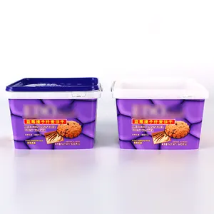 环保一次性定制IML容器耐用方形3L塑料饼干容器饼干包装盒