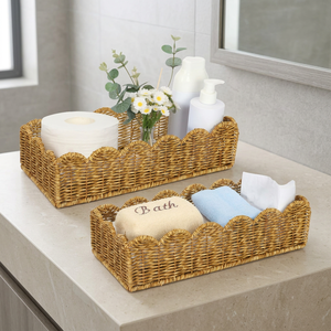 Cesta de Almacenamiento de Ratán Tejida a Mano, Forma Rectangular, Diseño Multifuncional, Estilo Simple, para Guardar Pañales de Bebé, Baño y Cocina - Product Image 2
