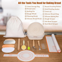 Kit d'outils professionnels pour la cuisson du pain : racloir à pâte, panier à pain banneton, lame et fouet à pâte pour pain au levain et pain artisanal