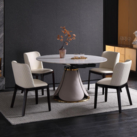 Articles populaires à vendre en ligne poste restaurants modernes design simple pieds en cuir table à manger ronde extensible en céramique blanche