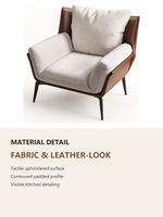 Fauteuil d'appoint moderne rembourré en tissu aspect cuir, fauteuil individuel pour salon, coin lecture, hall d'hôtel