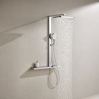 Douche murale intelligente à affichage numérique de la température, en laiton chromé, avec barre coulissante et douchette à main trois-en-un