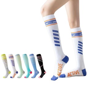 Compression <b>Socks</b> For Yoga Running Women Sport Gray White Light Green Light Blue Blue <b>Black</b> Color Blocking Polyester Fiber W2538 - Product Image 3