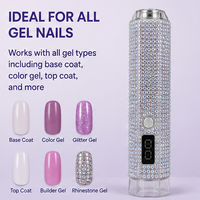 Lampe à ongles LED UV portable 3W rechargeable sans fil, mini séchoir à ongles manuel, pour usage domestique, en plastique, avec diamants colorés