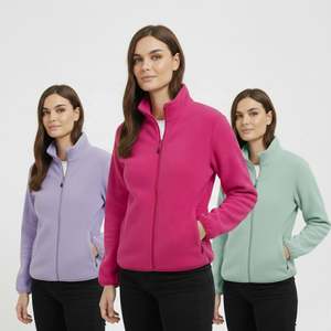 女式保暖柔软抓绒夹克拉链立领户外徒步休闲叠穿开衫 - Product Image 2