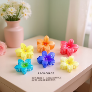 Fermaglio per capelli a forma di fiore di frangipani con strass, 8 cm, accessorio decorativo per capelli da donna con cristalli. - Product Image 3