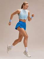 Shorts essentiels à séchage rapide avec fentes latérales et taille ajustable pour la course, le jogging, l'entraînement, le tennis, la gym, pour femmes