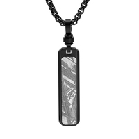 Ensemble de bijoux en acier inoxydable noir pour homme, pendentif personnalisé, collier pour homme, bracelet et bague en météorite Muonionalusta véritable de qualité supérieure Tizti