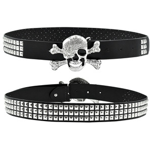 Cintura in Pelle con Ciondolo Teschio in Strass di Alta Qualità, Stile Western Cowboy, Personalizzabile, per Uomo e Donna, Accessorio per Pantaloni, Vendita all'Ingrosso - Product Image 2