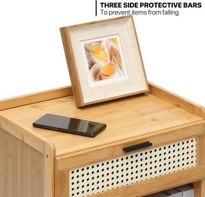 Sinh Thái Đi Hiện Đại Chất Lượng Cao Giường Lưu Trữ Hiển Thị Bằng Gỗ Bảng Bên Tre Mây Đêm Đứng - Product Image 4