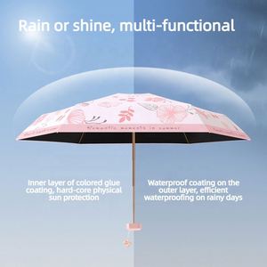 Factory Custom Mini Ultra-light Manual 5-Fold Iron Tube UV Flower Handle Pocket Umbrella Women Sun Rain Portable Travel Gift - Product Image 3