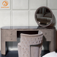 Coiffeuse de maquillage nordique personnalisée en usine commode de maquillage avec miroir coiffeuse en velours et marbre