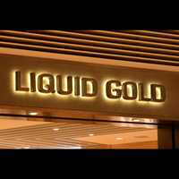 Letras de Canal con Logotipo Corporativo en Metal Dorado 3D Personalizadas con Iluminación LED, Letreros Exteriores para Montar en la Pared