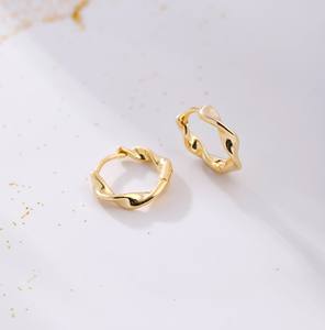 <span class=keywords><strong>Orecchini</strong></span> a Cerchio Minimalisti in Metallo Placcato Oro <span class=keywords><strong>Argento</strong></span> Sterling 925 con Clip, Stile Instagram - Product Image 2