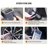 Pompe à air portable sans fil pour voiture en plastique ABS 19 mm 150 PSI avec écran LCD, lumière d'urgence et moniteur de pression des pneus pour véhicules compacts