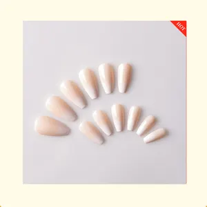 Popular Medium Coffin Gradient Design Reusable Artificial Fingernails Glossy Press On Nails For Salon