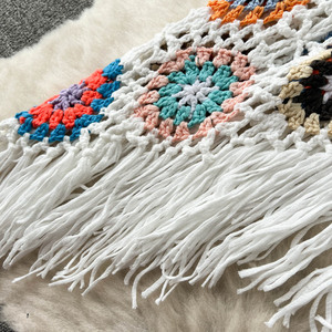 Women's Bohemian Style <strong>Crochet</strong> 2 Piece <strong>Set</strong> - Halter Crop Top &amp; Fringe Hem Asymmetrical Skirt Sehe Fashion - Product Image 6