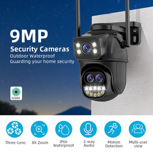 Cámara de Red Impermeable con Detección de Movimiento WIFI 9MP 3 Lentes con 2 Pantallas <span class=keywords><strong>ICSEE</strong></span> <span class=keywords><strong>PTZ</strong></span> Zoom 8x Cámara <span class=keywords><strong>PTZ</strong></span> de 9mp Seguridad para el Hogar en Exteriores - Product Image 2