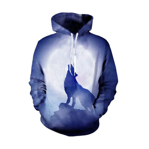 Felpa con Cappuccio da Uomo con Stampa 3D <span class=keywords><strong>di</strong></span> Lupo, Antivento e Traspirante, Novità Autunno/Inverno, Manica Lunga - Product Image 5