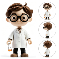 Figura Coleccionable de PVC Meiyantoys ODM, Diseño Personalizado, Juguete de PVC Artístico, Figura de Niño Científico de Dibujos Animados, Adorno de Escritorio