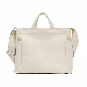 China promotional large canvas tote with customized color oem white canvas fabric tote bag