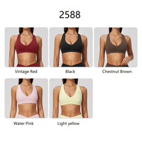 Soutien-gorge de yoga Roregal haute résistance à séchage rapide, anti-choc, dos élégant, col en V, avec coussinets de poitrine pour femmes