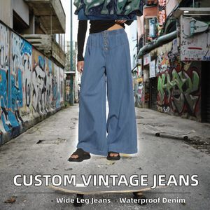 Jeans amples taille haute personnalisables pour femme, style décontracté, vintage, respirant, en denim, pour l'été - Product Image 2