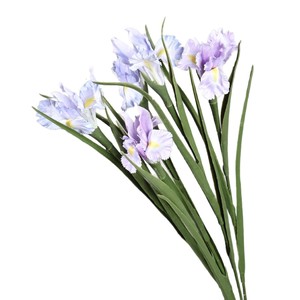 Fleurs d'iris artificielles Meng Jie, violet clair, blanc, jaune, pétales en polyester, pour la décoration de la maison et les mariages - Product Image 5