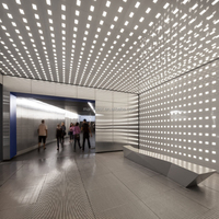 Système de carreaux de plafond en métal personnalisé artistique européen Design fantaisie avec solution d'éclairage LED