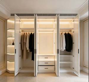 Armoire en bois moderne avec détails sculptés et design écologique, grande capacité, meubles de chambre à coucher pour vêtements - Product Image 5