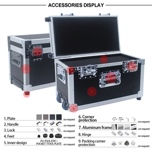 Oem ODM kích thước tùy chỉnh và trường hợp đường màu với sốc gắn bọt bên trong trường hợp vận chuyển chuyến bay bằng nhôm bền cho các thiết bị lớn - Product Image 2