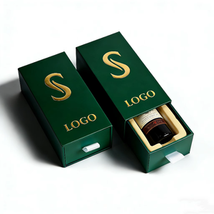 Boîte à bouteilles, boîte rigide de style tiroir avec revêtement UV personnalisé pour les coffrets cadeaux de vin et de champagne - Product Image 1