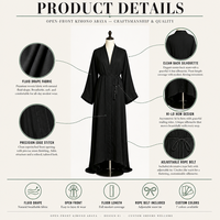 Nouveau M Coréen Noir Abaya Tissu L Velours Abaya XXL Indien Caftan Abaya