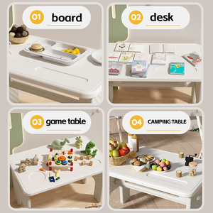 Bureau pliable portable et écologique pour enfants avec chaise de voiture, idéal pour étudier, dessiner et jouer, facile à nettoyer et à ranger - Product Image 3