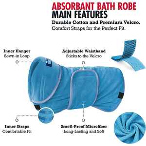 Qiqu Pet Supplies Custom New Designer <strong>Dog</strong> Fast Drying <strong>Dog</strong> Bath Robe 800 GSM Plush <strong>Dog</strong> Towel Bathrobe <strong>Dressing</strong> <strong>Gown</strong> Fast Drying - Product Image 4