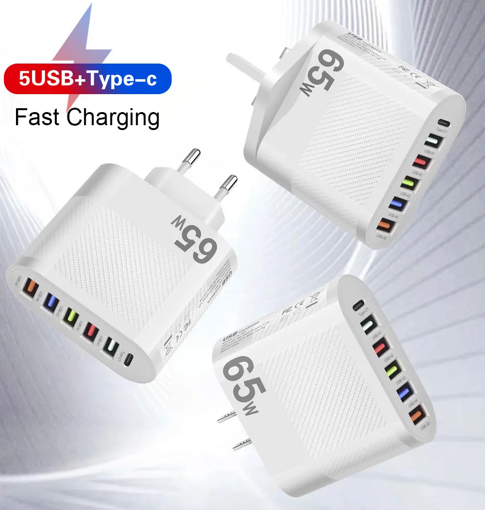 5 chargeur de téléphone USB type C prise US EU UK adaptateur de chargeur de téléphone de charge shunt intelligent pour Samsung iPhone Google