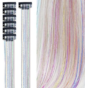 Lấp lánh Silk tóc <span class=keywords><strong>tinsel</strong></span> 6pcs clip trong tóc <span class=keywords><strong>tinsel</strong></span> lấp lánh và sáng bóng long lanh <span class=keywords><strong>tinsel</strong></span> tóc mở rộng với clip trên - Product Image 2