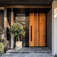 Porte d'entrée de luxe personnalisée pour maisons, en aluminium, avec panneau en bois, insonorisée, design moderne, portes extérieures