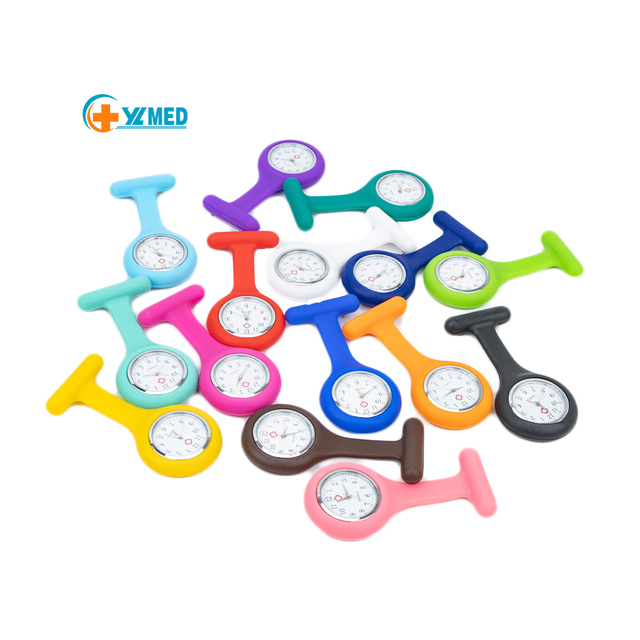 Medical Cute Female Student Multi Colors Stock Soft Silicone Chest Pocket Watch Nurse Watch CE/ISO