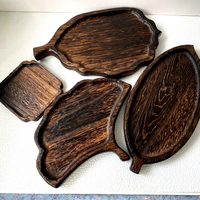 Plateau de service carré en bois massif de Paulownia, motif feuilles dessinées à la main, style moderne et minimaliste, pour hôtel, thé, café et repas