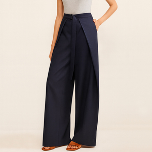 Nouveaux modèles OEM de vêtements pour femmes, <span class=keywords><strong>pantalon</strong></span> formel <span class=keywords><strong>à</strong></span> taille ajustable, <span class=keywords><strong>pantalon</strong></span> long <span class=keywords><strong>à</strong></span> jambes larges, plissé, <span class=keywords><strong>pantalon</strong></span> pour femmes - Product Image 2
