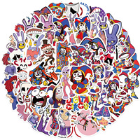 56 Autocollants Magiques Chiffres Explosifs Transfrontaliers Thème Cirque Dessin Animé pour Guitare, Ordinateur Portable, Bagages, Bricolage, Imperméables, Cadeau, Artisanat, Modélisme