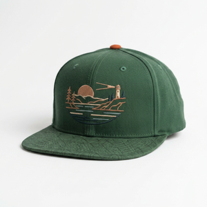 Gorra de Béisbol Snapback Personalizada de Alta Calidad con Logotipo Bordado de Faro, Visera Plana Verde Oscuro, 6 Paneles, Perfil Medio, Venta al por Mayor - Product Image 1