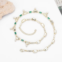 OUGEPHELI Collier unisexe en cuivre vert émeraude de style néo-chinois avec pendentif, chaîne en zircon plaqué or 24 carats, design épuré pour le quotidien