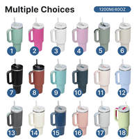 Mug de voyage isotherme personnalisé 40oz en acier inoxydable grande capacité avec poignée et couvercle à paille sans BPA pour les voyages en voiture