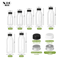 Bouteilles en plastique rondes personnalisées de qualité alimentaire pour la maison Bouteilles en plastique jetables pour boisson de jus avec couvercle