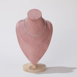 Solid Wooden Jewelry Stand Factory Wholesale Grey Dark Green Wooden Base Necklace Jewelry Display Bust of Jewelry Exhibition - Product Image 5