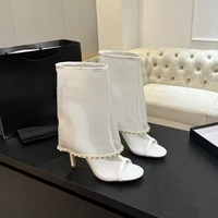 Bottes mi-mollet pour femme, nouvelle collection été 2026, respirantes en maille, talon aiguille 9 cm, bout ouvert, chaîne, à enfiler, fabrication ODM/OEM